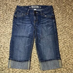 Mossimo Supply Co Juniors Capri Jeans Shorts Denim Cuffed Pockets Size 3 Fit 6
